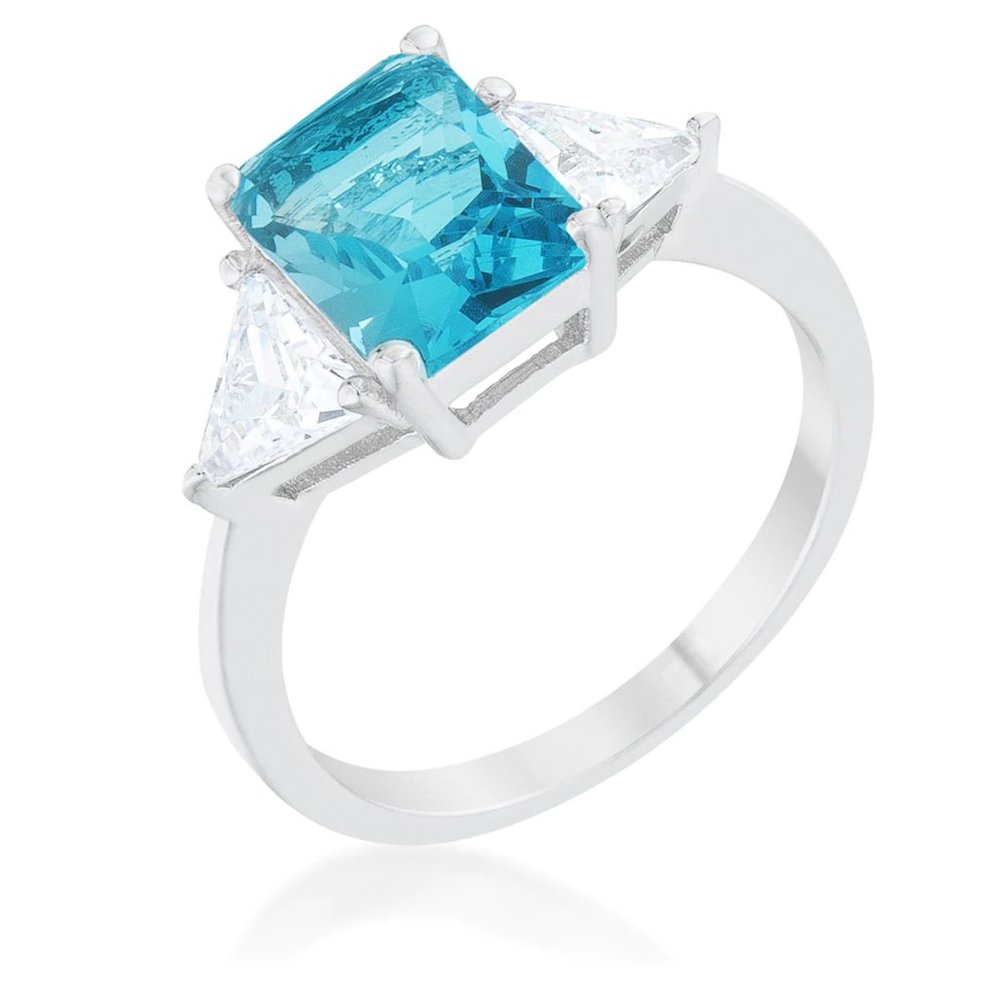 Classic Blue Topaz Silver Engagement Ring